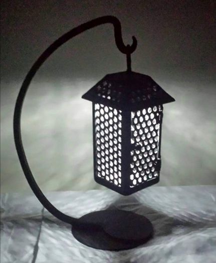Hand Made Metal Lantern In Satin Black (Quite Heavy)
