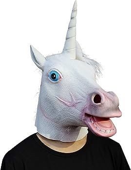 Unicorn High quality latex mask - Eye holes to see better - Artificial mane