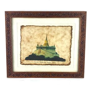 Vintage Thai golden temple coffee painting