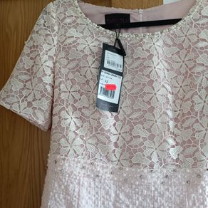 Daisy May occasion dress soft baby pink 12 occasion party wedding guest pearls diamond beaded lace New with tags
