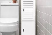 3 Tier Bathroom Storage Cabinet, Freestanding Organizer with Doors, White Waterproof Storage Floor Cabinet for Bedroom, Toilet, Living Room, Kitchen, Balcony, Office
