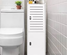 3 Tier Bathroom Storage Cabinet, Freestanding Organizer with Doors, White Waterproof Storage Floor Cabinet for Bedroom, Toilet, Living Room, Kitchen, Balcony, Office