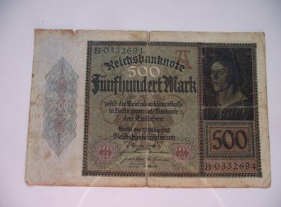 Germany. Reichsbanknote. 500 Mark (27.3.1922)