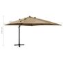 Cantilever Umbrella with Pole and LED Lights Taupe 300 cm Image 10