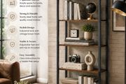 Industrial 5 Tier Bookcase Vintage Brown and Black Book Shelf Storage Shelving Unit
