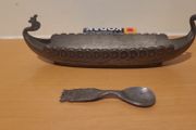 Vintage Handstopt Pewter Norwegian Viking Long Ship