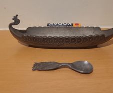 Vintage Handstopt Pewter Norwegian Viking Long Ship