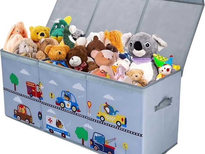 Extra Large Kids Toy Storage Box with Lid,Foldable Oxford Toy Storage Organizer Box for Boys 96/32/40cm Toy Chest with Handles for Bedroom Nursery,Animal Car
