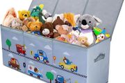 Extra Large Kids Toy Storage Box with Lid,Foldable Oxford Toy Storage Organizer Box for Boys 96/32/40cm Toy Chest with Handles for Bedroom Nursery,Animal Car