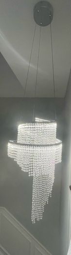 Double Ring Crystal Spiral Drop Chandelier