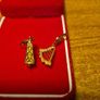 Vintage Golden Tone Celtic Harp Earrings Image 3