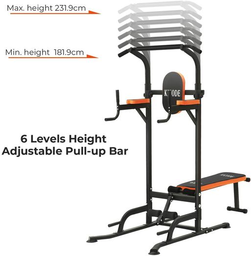 _Roman Power Tower Chair With Bench, Home Weight Lifting Bar, Weight Station, Dip Station, Pull Up Bar, Pull Up Station