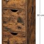 Slim Bathroom Cabinet with 3 Drawers, Chest of Drawers, Storage Cabinet, Side Cabinet, 30 x 30 x 80 cm, for Bathroom, Living Room, Bedroom, Kitchen, Vintage Brown Image 2