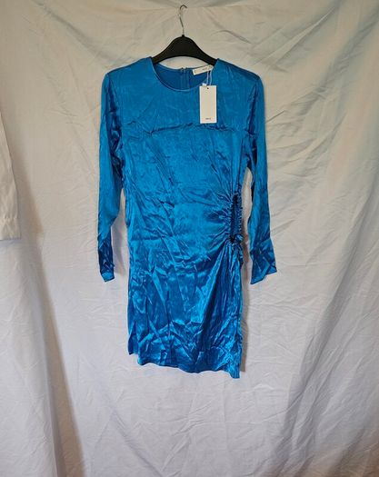 Mango Blue Satin Mini Dress