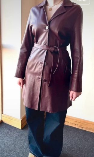 Vintage real leather trench coat from the late 90s - Size S/8