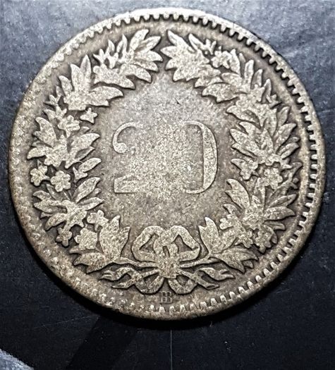 1850 Switzerland Helvetia 20 Rappen Swiss Coin