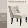 Vintage Leisure Accent Chair with Button Tufted Straight Back, Turned Legs, Thick Sponge Padding for Living Room, Dining Room, Study, Beige Image 4