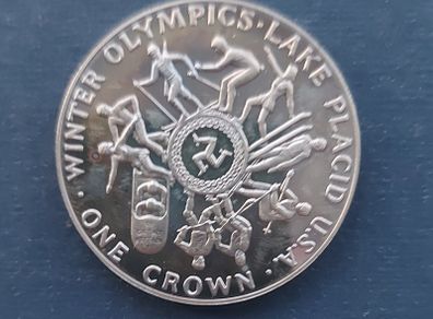 Isle Of Man Winter Olympics 1980 Crown Coin