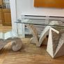 3 piece sculptural stone and glass furniture set Image 2