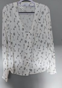 warehouse shirt faux-wrap shirt