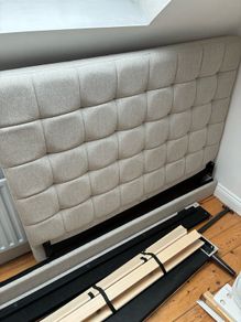 Rory Beige Fabric 4ft 6 Double Bedframe (brand new / never used)