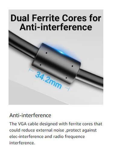 Vention 5M Premium VGA/WQXGA (2K/QHD/Full HD) [2560x1600@60Hz] Male/Male Gold-Plated Cable (Brand New/Warranty)