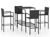 5 Piece Garden Bar Set Poly Rattan Black