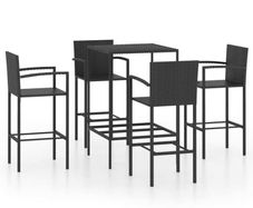 5 Piece Garden Bar Set Poly Rattan Black