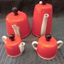 Vintage Art Deco Orange - White Pottery Coffee / Teapot  Set Image 5