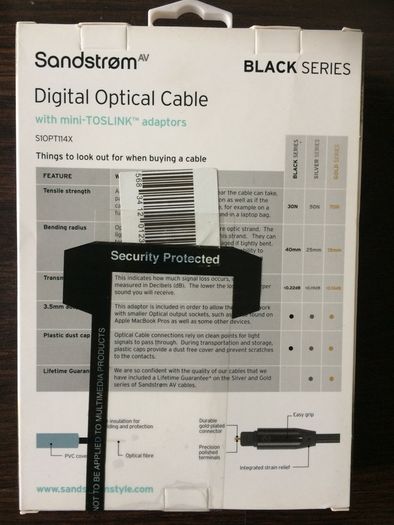 New Sandstrom Black Series Digital Optical Cable