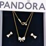 Pandora Gold Sparkling Bow Earrings Brand New Image 4