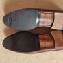 Donald J. Pliner Italian slip-on brown Grain Vachetta Leather shoes 9-1/2 Image 2