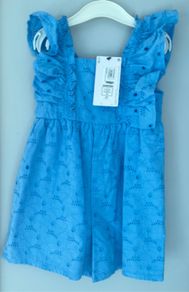 Marks & Spencer Blue Broderie Anglaise girls playsuit Age 3-4 BNWT