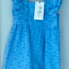 Marks & Spencer Blue Broderie Anglaise girls playsuit Age 3-4 BNWT