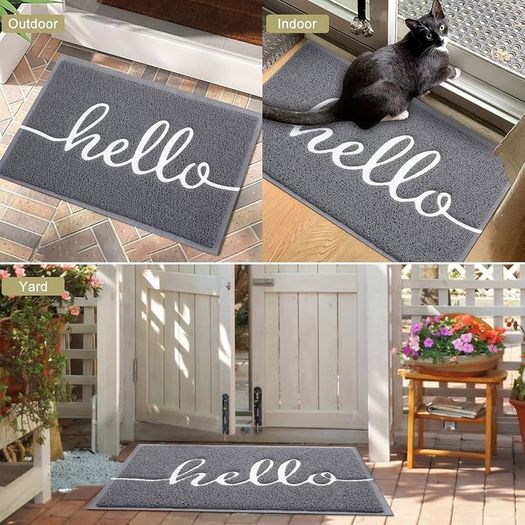 Door Mat, Dirt Trapper Doormats Non Slip Low Profile Durable Door Mat for Outdoor, Indoor, Entrance, Patio, Front Back Door  (44 x 76cm, Grey)