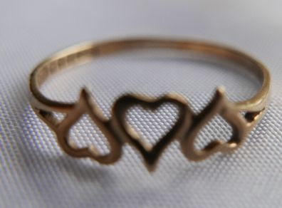 9ct Gold 375 Gold Heart Ring. Minimalist gift with love ring, Dainty Heart Band, Gift For Girlfriend size P