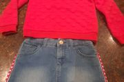 Girl's two piece outfit, denim.skirt and top