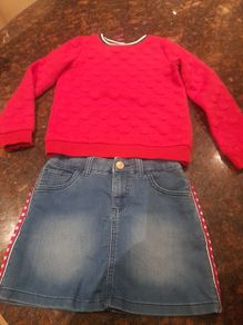 Girl's two piece outfit, denim.skirt and top