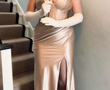 Satin Champagne Corset Debs Dress