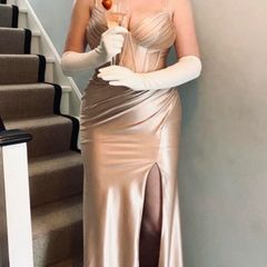 Satin Champagne Corset Debs Dress