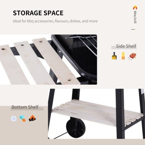 Charcoal BBQ Grill Trolley Patio Outdoor Garden Barbecue
