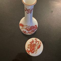 Crown Staffordshire striking  Red Dragon Rangoon vase and lidded trinket box