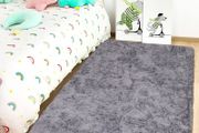 Rugs Living Room 60x110 cm Grey Area Rugs for Bedroom Small Fluffy Shaggy Super Soft Non Slip Rug Washable Modern Floor Carpets Bedside Rug for Kids Room