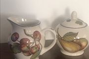 Staffordshire milk jug and lidded sugar bowl Autumn Fayre