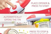 Kitchen Mama Auto Electric Can Opener : Open Your Cans with A Simple Press of Button - Automatic, Hands Free, Smooth Edge, Food-Safe, Battery Operated, YES You CAN (Red)