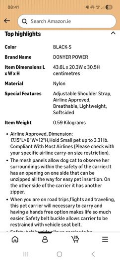 Small pet carrier bag x 2