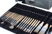 24 pcs Paint Brush Set,Expert Series,Enhanced Synthetic Brush Set with Canvas Roll and Palette Knife for Acrylic Oil Watercolour Gouache