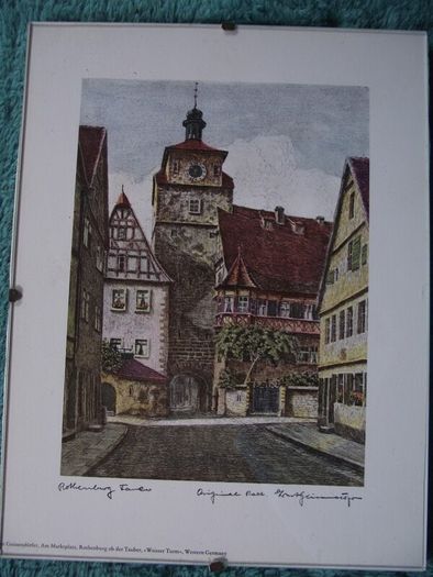 8 X Signed etchings of Rothenburg W. Germany by Ernst Geissendorfer - Circa 1950's
