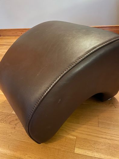 Real leather brown arm chair with foot stool