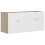 Sink Cabinet with Built-in Basin White and Sonoma Oak Chipboard Image 6